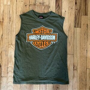 Harley-Davidson Men's Military Green Sleeveless Shirt size Medium